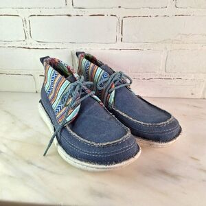 Justin Breezy Blue Denim Canvas Serape Cuff Hightop Sneaker Shoes Women 7M